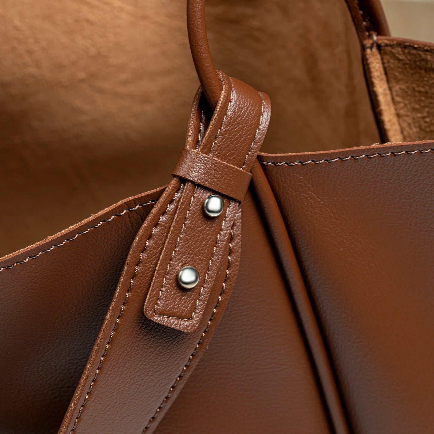 Large Smooth Vegan Leather Adjustable Handle Tote Bag With Matching Storage Pouch