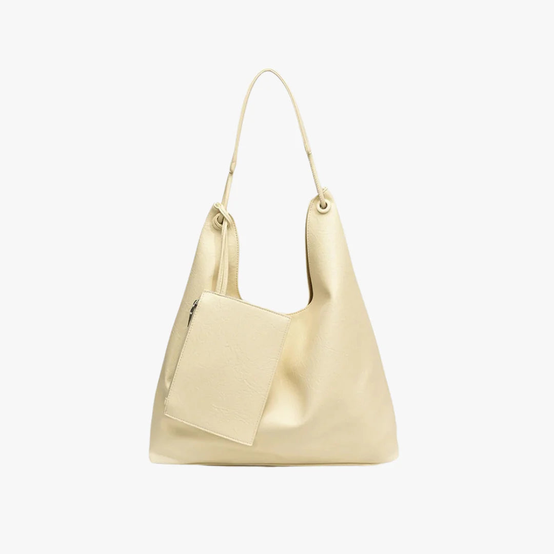 Soft Slouchy Vegan Leather Large Shoulder Tote With Detachable Mini Pouch