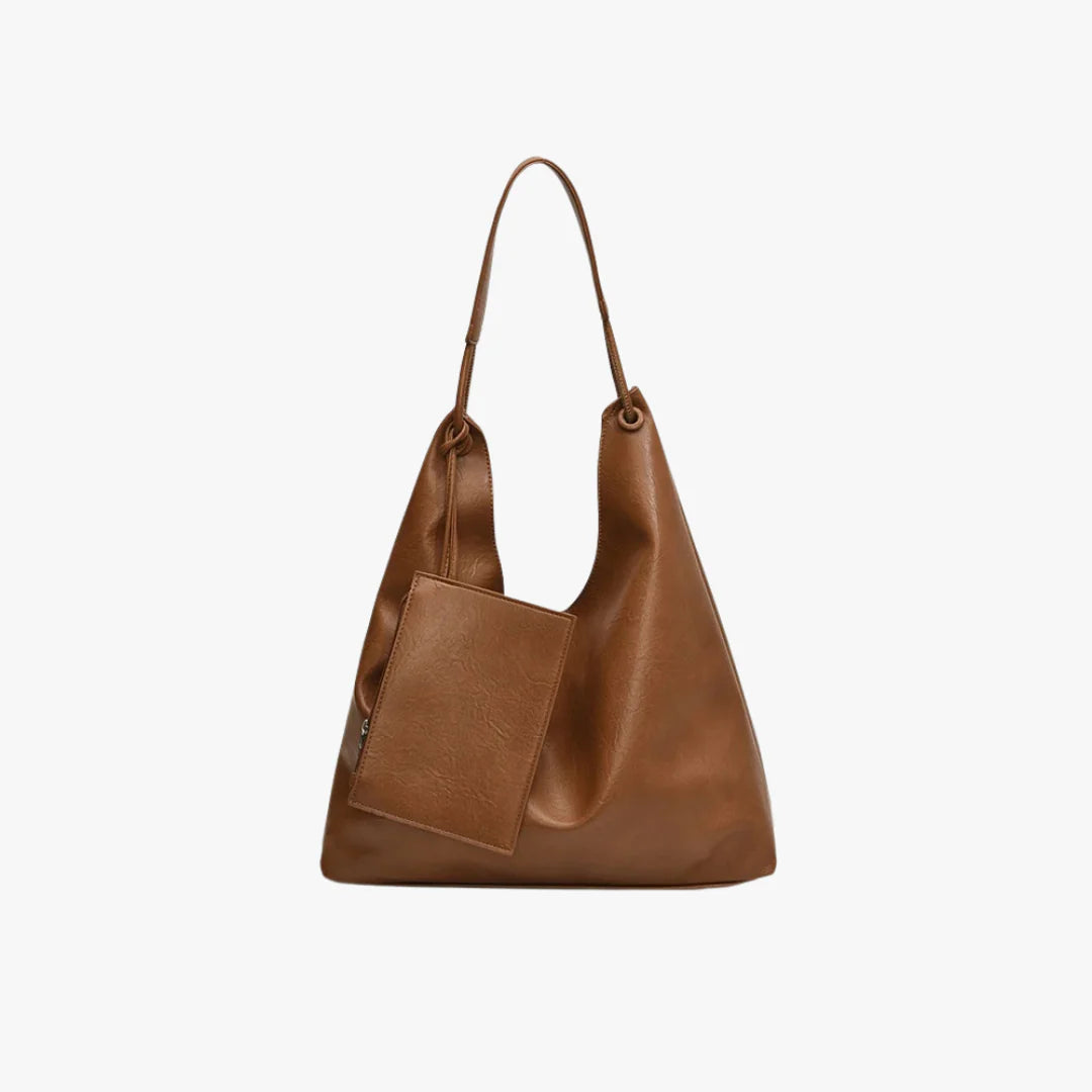 Soft Slouchy Vegan Leather Large Shoulder Tote With Detachable Mini Pouch