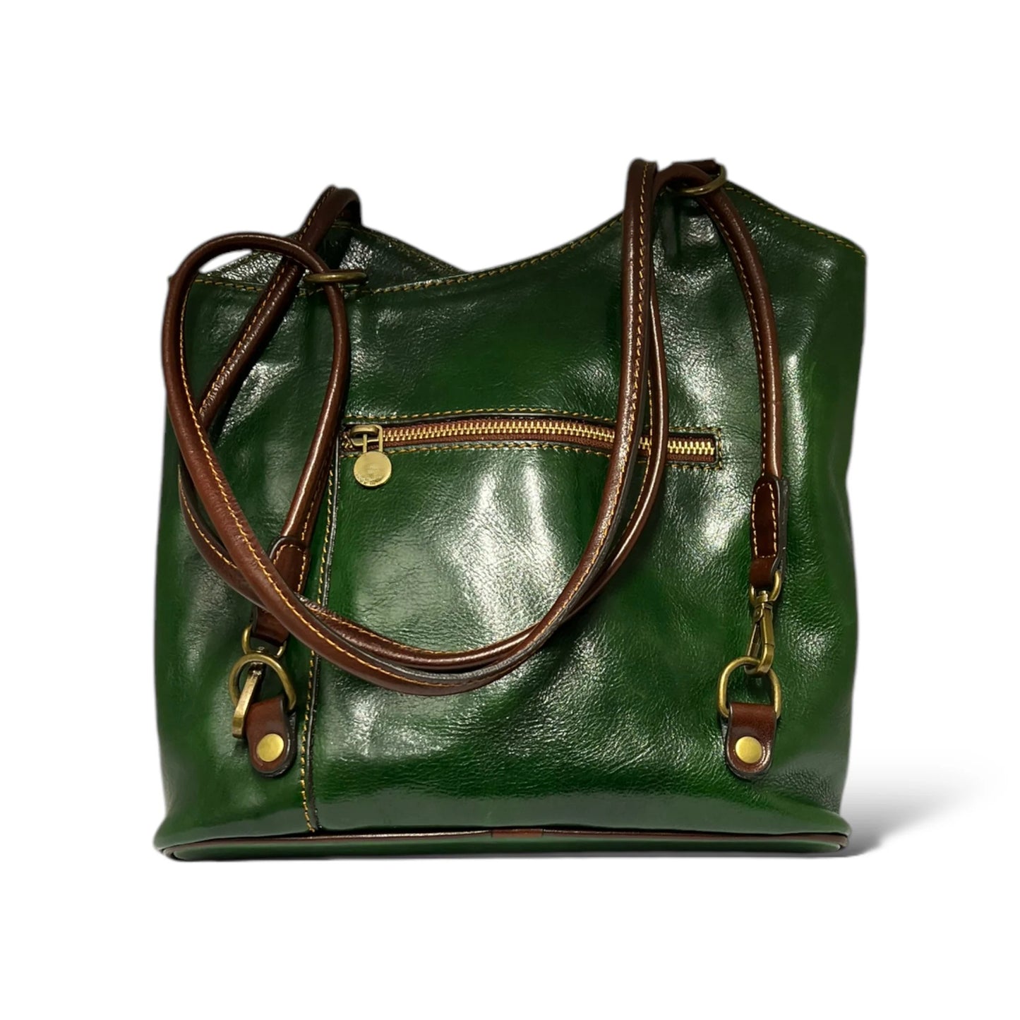Tamponed Calfskin Zip Convertible Backpack & Shoulder Bag