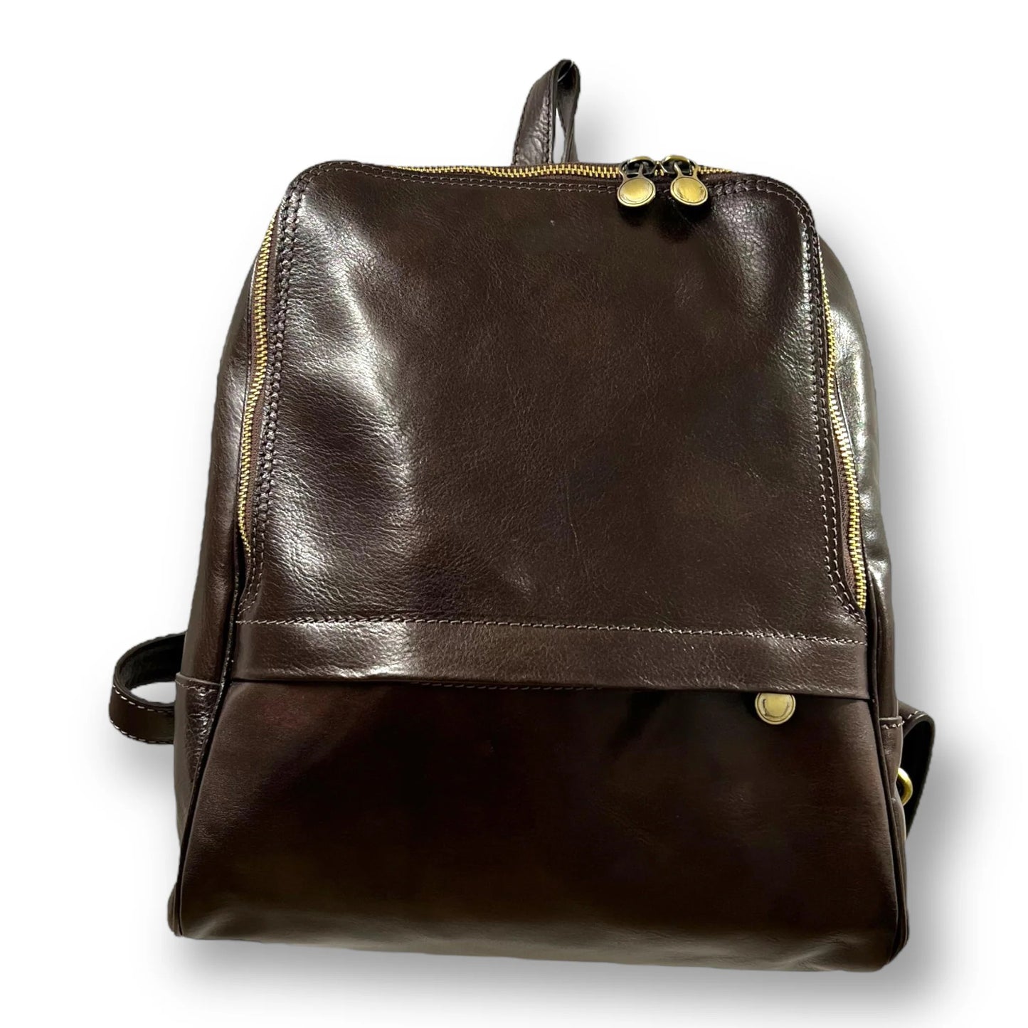 Vegetable Tanned Full Grain Hand-Buffed Calf Leather Dual Compartment Business Backpack