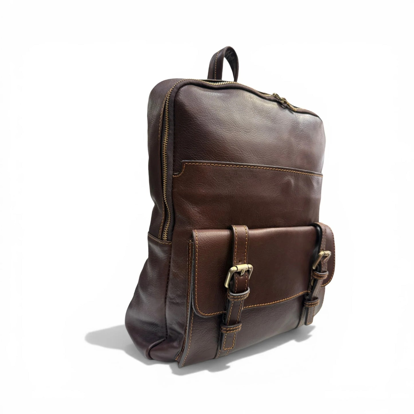 Hand-Dyed Full Grain Calf Leather Multi-Compartment Office Backpack