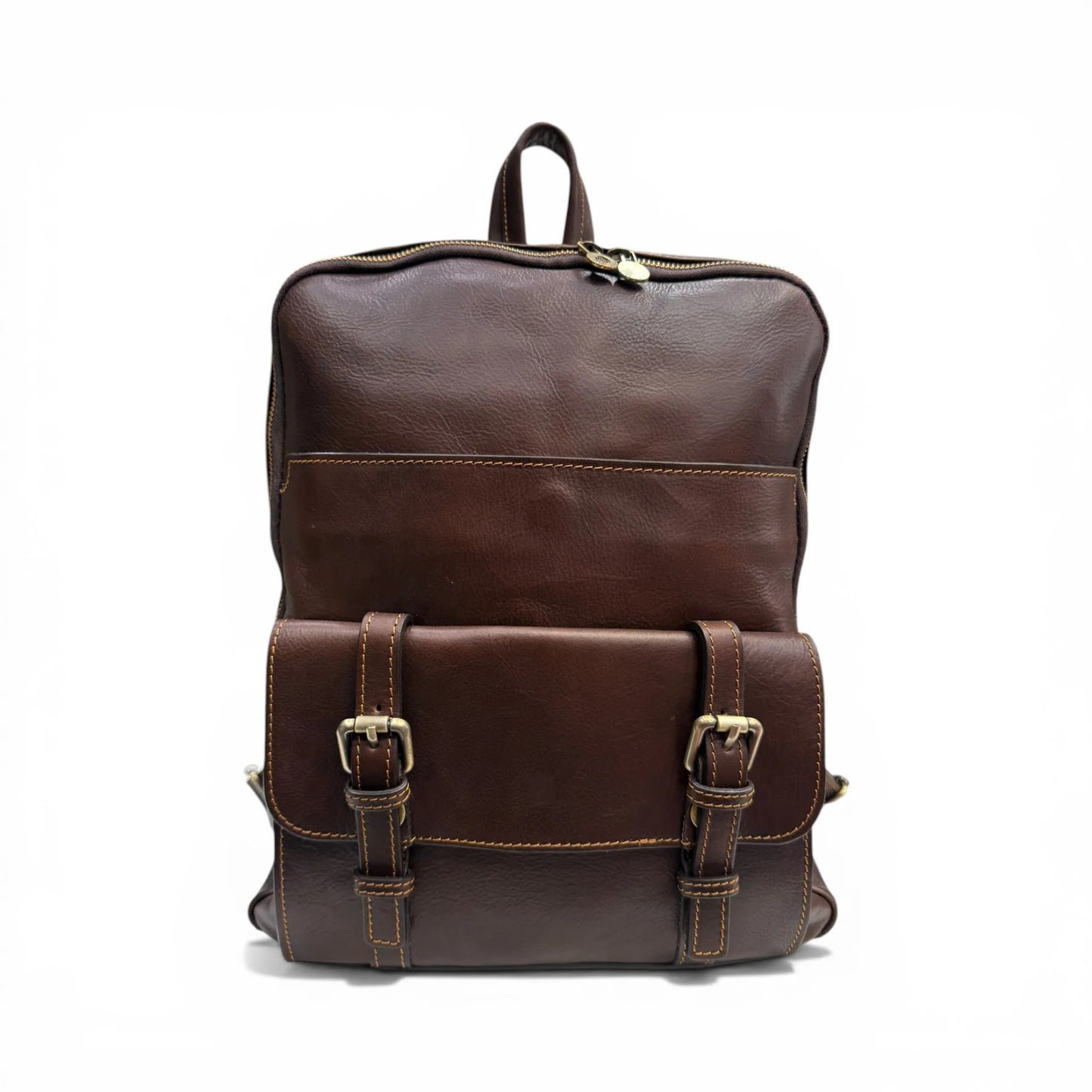Hand-Dyed Full Grain Calf Leather Multi-Compartment Office Backpack