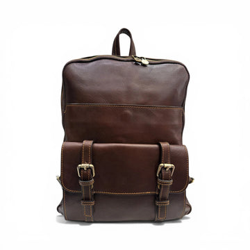 Hand-Dyed Full Grain Calf Leather Multi-Compartment Office Backpack