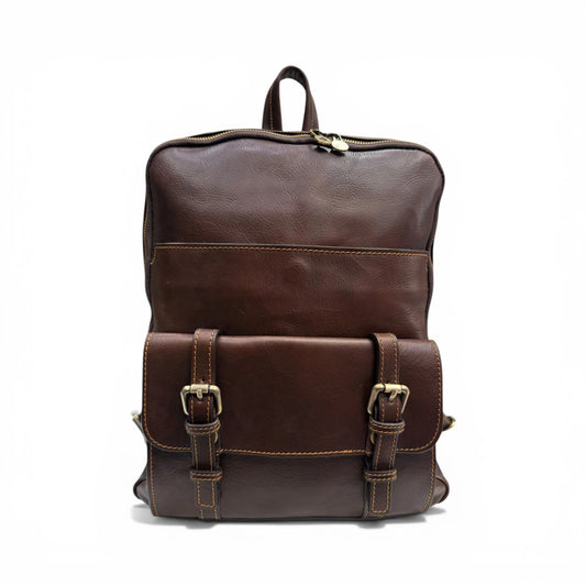 Hand-Dyed Full Grain Calf Leather Multi-Compartment Office Backpack