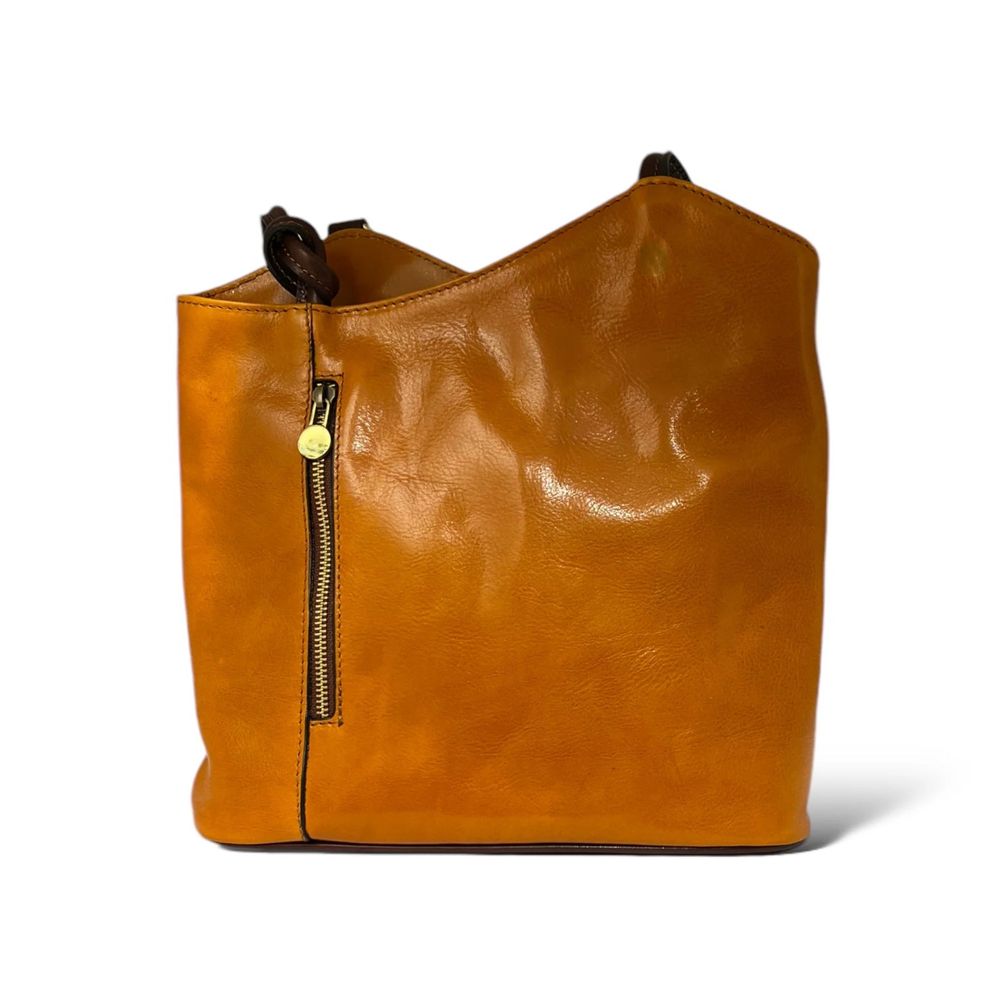 Tamponed Calfskin Zip Convertible Backpack & Shoulder Bag