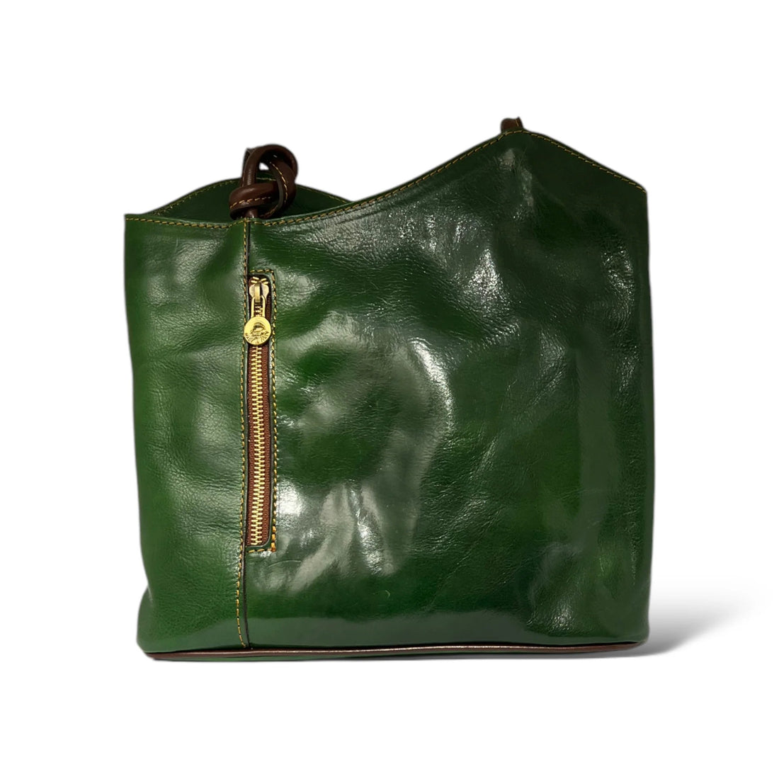 Tamponed Calfskin Zip Convertible Backpack & Shoulder Bag