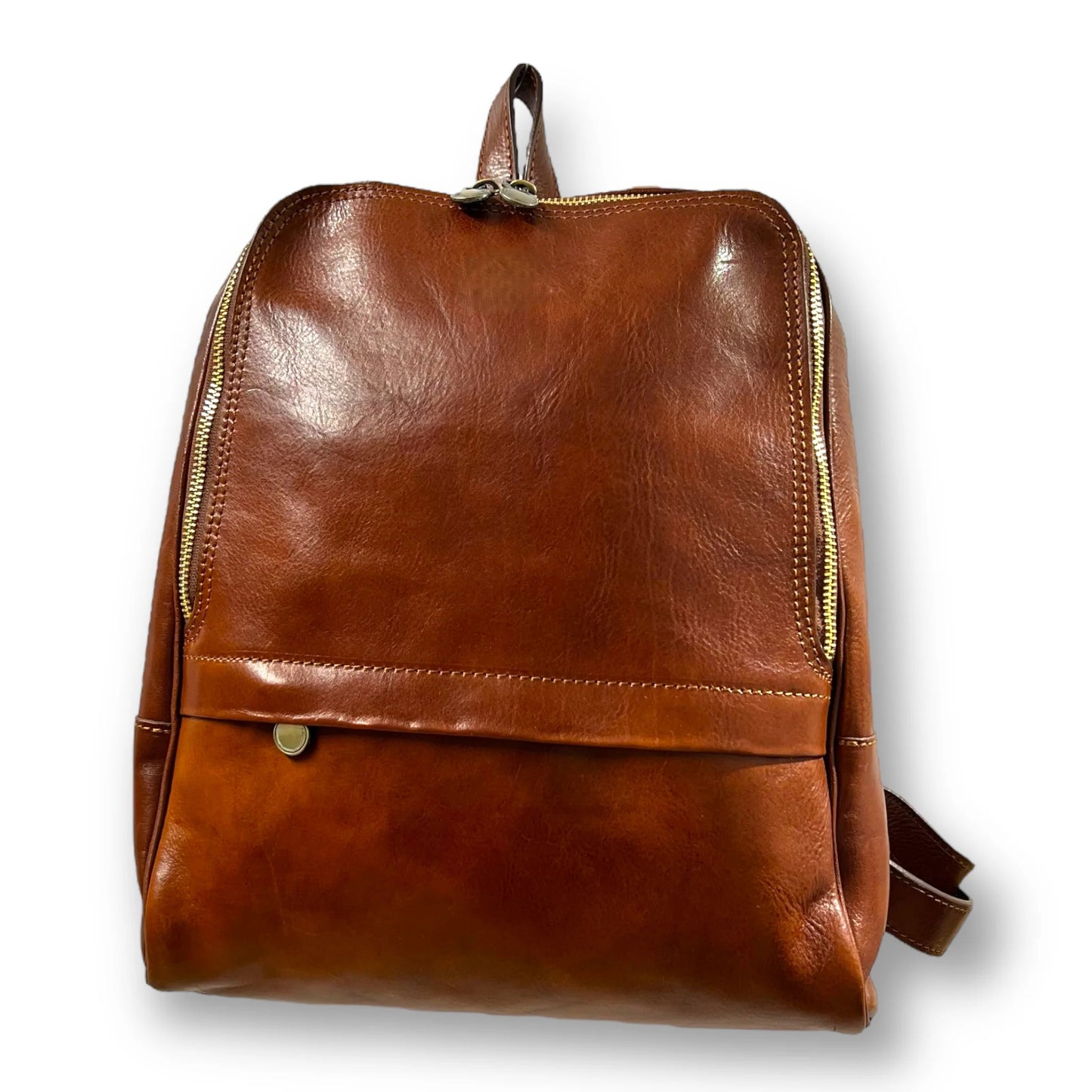 Vegetable Tanned Full Grain Hand-Buffed Calf Leather Dual Compartment Business Backpack