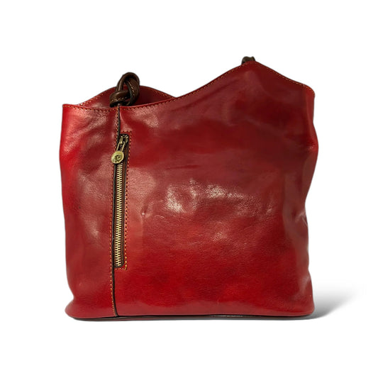 Tamponed Calfskin Zip Convertible Backpack & Shoulder Bag