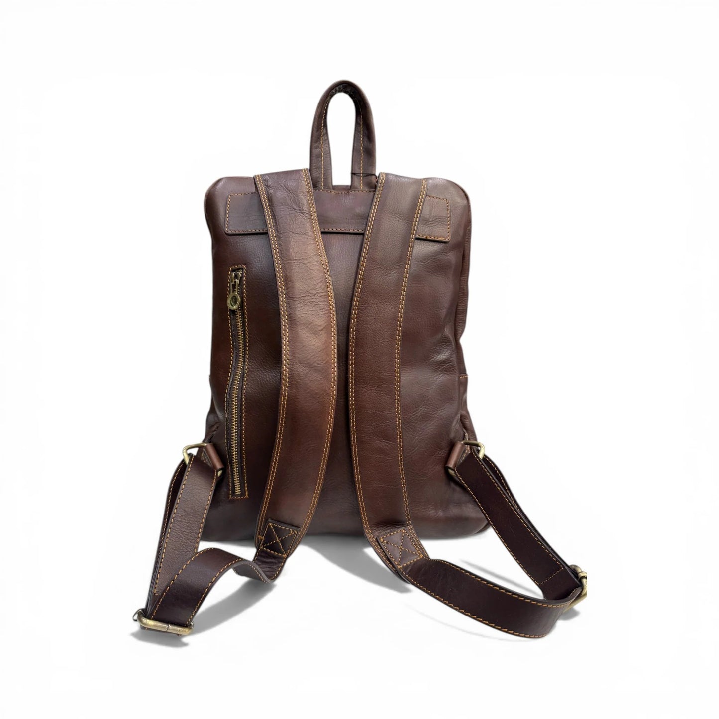 Hand-Dyed Full Grain Calf Leather Multi-Compartment Office Backpack