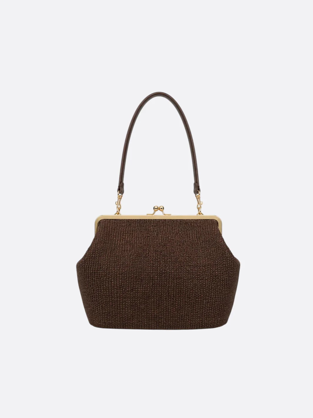 Multicolor Striped Woven Straw Retro Frame Clasp Shoulder Bag