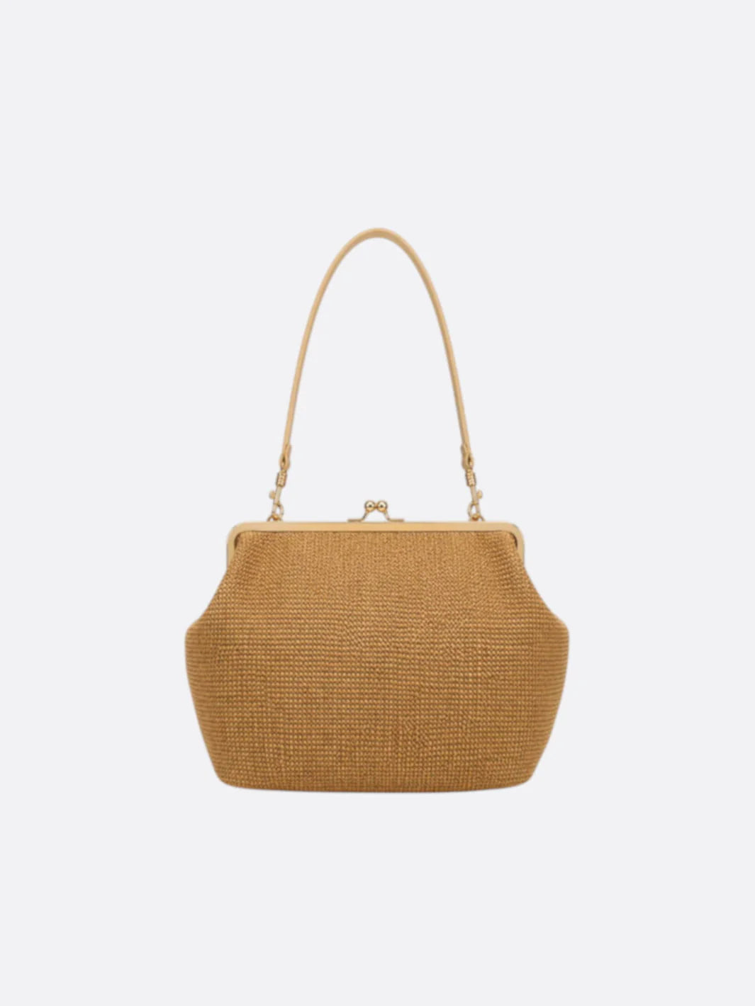 Multicolor Striped Woven Straw Retro Frame Clasp Shoulder Bag