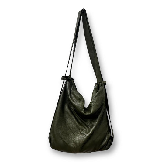 Washed Soft Calfskin Convertible Dual Wear Backpack Shoulder Bag