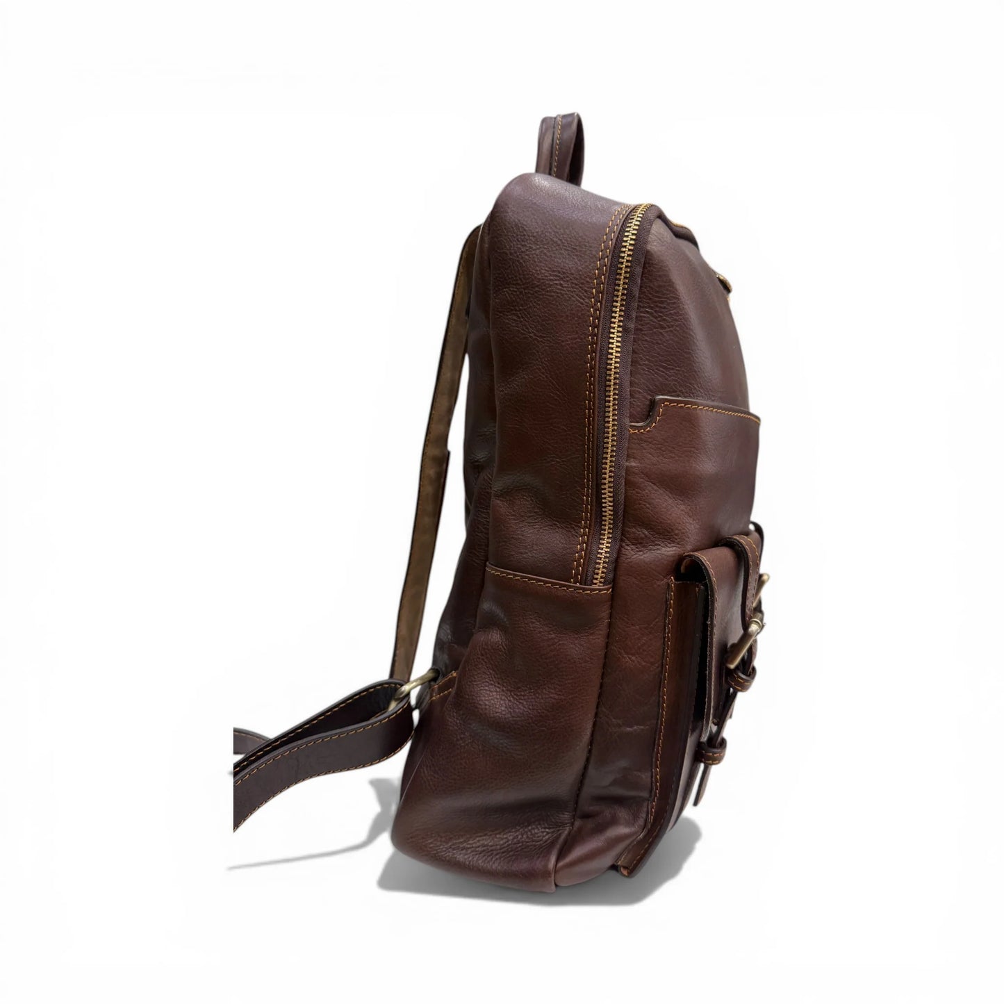 Hand-Dyed Full Grain Calf Leather Multi-Compartment Office Backpack
