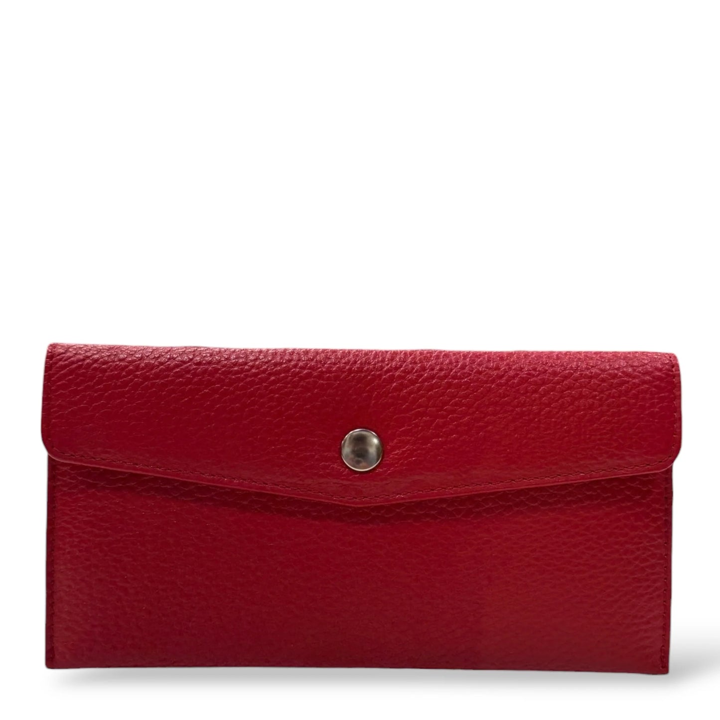 Grained Leather Snap Flap Long Envelope Wallet