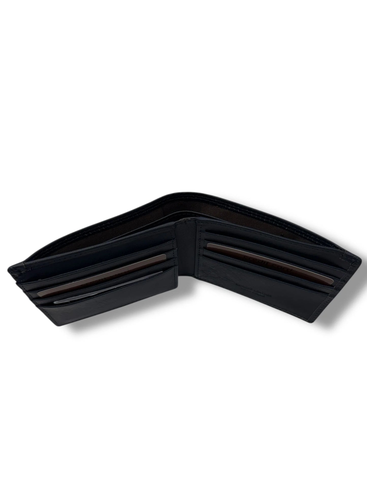 Compact Buffer Calfskin Bi-Fold Wallet With Multi Card Slots